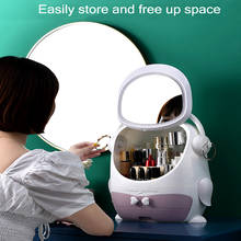 LED Makeup Mirror With Cosmetic Storage Box With Light Cosmetic Box Portable Makeup Box Dustproof Large-capacity Storage Box 2024 - buy cheap
