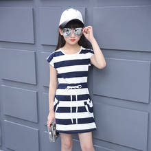 Summer Girls Dress Cotton Striped Casual Princess Teenagers Dress For Girls Party Kids Clothes 4 6 8 10 12 Years Children Dress 2024 - buy cheap