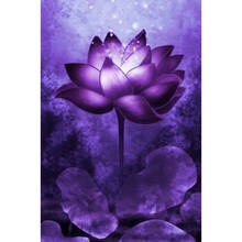 5D Diamond Painting Purple,Lotus Flower Cross Stitch Diy Diamond Embroidery Diamond Mosaic Wall Stickers Home Decor Love Gift 2024 - buy cheap