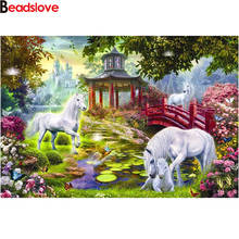 5D DIY Diamond Painting white unicorn forest Full Square Round Drill mosaic patterns bead Embroidery Cross Stitch Rhinestone 2024 - buy cheap