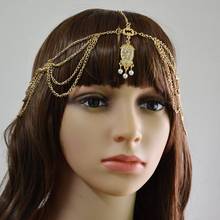 Fashion Vintage Multilayer Chains Women Bohemian Rhinestone Pearl Metal Head Chain Piece Forehead Dance Headband Hair Jewelry. 2024 - buy cheap