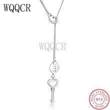 WQQCR 925 Sterling Silver Heart Key Pendant 18 Inch Long Necklace For Woman Fashion Glamour Jewelry Birthday Gift 2024 - buy cheap