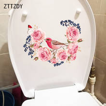 Zttzdy 26.6 × 19.4cm rosa flor e pássaro quarto adesivos de parede mural casa higiênico decoração T2-1279 2024 - compre barato