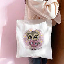 2021 Korea Ulzzang Cute Owl Print Female Shopping Canvas Tote Casual Large-capacity Cartoon Women Bag Harajuku Fun Shoulder Bags 2024 - buy cheap