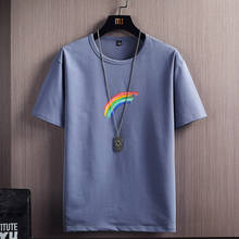 Mens Summer Casual T-shirts New Male Loose T-shirt Rainbow Pattern Printed Short Sleeve O-Neck Top Tees Shirts Solid Clothing 2024 - buy cheap