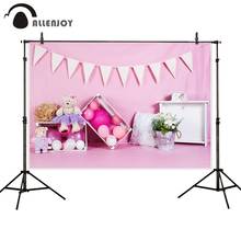 Allenjoy фон для фотосъемки торт разбивающий флаг медведь розовая комната девушка день рождения ребенок душ воздушный шар фотосессия фотостудия фон 2024 - купить недорого