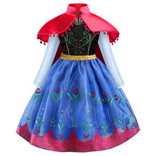 Vestidos de Fiesta de princesa Elsa y Anna para niñas, ropa de flores con capa, para Halloween y Navidad 2024 - compra barato