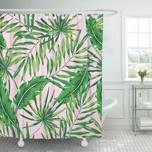 Exotic Green Palm Leaves Pink Tropical Jungle Foliage Floral Shower Curtain Waterproof Polyester 72 x 78 inches Set with Hooks 2024 - buy cheap