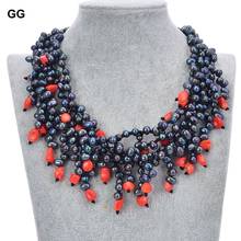 GG Jewelry-collar de perlas negras de 17 ", 4 hebras, rosa, Coral 2024 - compra barato