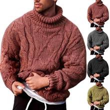 Fashion Autumn Winter Men's Sweater Turtleneck Solid Sweater Knitted Warm Pullovers Jumpers For Male Slim-Fit Knitwear 2024 - buy cheap