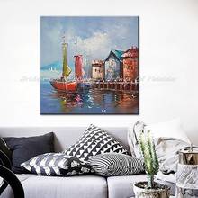 Arthyx Hand Painted Abstract wharf Landscape Oil Painting On Canvas Modern Art For Living Room Home Decoration Wall Picture Gift 2024 - buy cheap