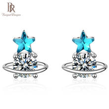 Bague ringen brincos jóias oceano azul cristal pequena estrela borla brincos para mulher 925 prata esterlina jóias melhor presente 2024 - compre barato