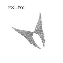 Fxlry novo design exclusivo micro pave zircônia cúbica anel de dedo anjo asa forma ajustável tamanho anéis para mulher jóias presente 2024 - compre barato