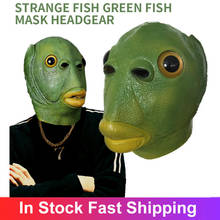 Purim de cabeça de peixe verde, fantasia engraçada para cosplay, dia das bruxas, acessório de festa, brinquedo de látex animal, para meninos 2024 - compre barato