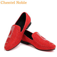 Chentel-zapatos de vestir de ante para hombre, calzado plano, ostentoso, informal, Color negro y rojo 2024 - compra barato