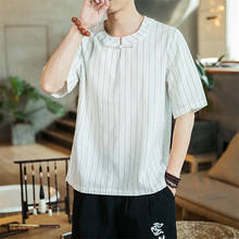 Roupas tradicionais chinesas estilosas vintage tarja tang roupa verão novas camisetas manga curta hanfu camisa solta respirável 2024 - compre barato