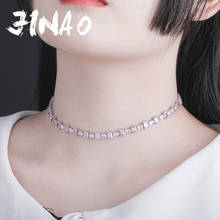 JINAO High Quality Baguette Square Cubic Zirconia Stones Necklace High Quality Iced Out Hip Hop Jewelry For Women Gift 2024 - buy cheap