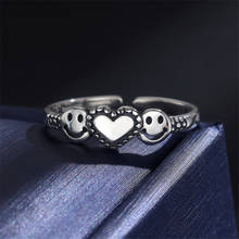 Korean Style Whole Sale Double Smile Face Love Heart Adjustable Rings For Women Ladies 925 Sterling Silver Vintage Open Ring 2024 - buy cheap