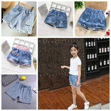 Nova chegada do bebê meninas verão denim shorts meninas personagem-bordado shorts crianças verão macio denim shorts meninas shorts casuais 2024 - compre barato