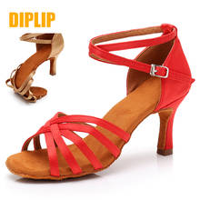 DIPLIP Salsa Latin Dance Shoes For Women Girls Tango Ballroom Dance High Heels soft Dancing Shoes 5/7cm Ballroom Dance Sandals 2024 - buy cheap