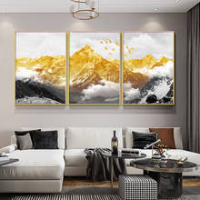 Abstracto de ouro neve montanha paisagem mapa pintura em tela arte impressão cartaz imagem da parede nórdico decorativo imagem decoração para casa 2024 - compre barato