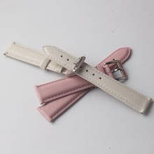 Correas de reloj de cuero genuino para hombre y mujer, accesorios de correa de cuero de vaca de 14mm, 16mm, 18mm y 20mm, banda lisa rosa y blanca 2024 - compra barato
