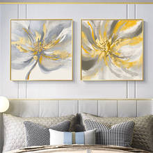 Blue Yellow Flower Nordic Poster Abstract Wall Art Canvas Painting Posters and Prints Golden Wall Pictures for Living Room Decor 2024 - buy cheap