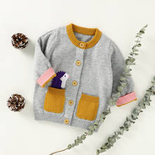 Suéter infantil para meninos e meninas, roupas de malha para recém-nascidos, outono e inverno, casaco de manga comprida com botões para crianças 2024 - compre barato