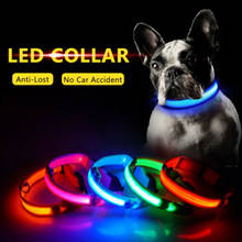 Rechargeable Flashing Night Dog Collars USB luminous Adjustable Pet Collar Led Light Charging Cat Glowing Teddy Flash Collar 2024 - buy cheap