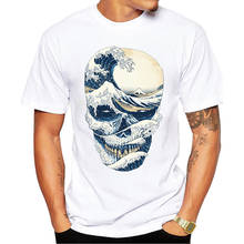 TEEHUB New Fashion Vintage Men T-Shirt Funny The Great Wave off Skull Printed Tshirts Short Sleeve O-Neck Tops Hipster Tees 2024 - buy cheap