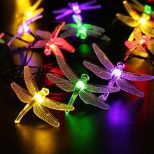 2019 luz de natal libélula led string luzes de fadas 100 leds para decorações de festa natal guirlanda movido a energia solar 2024 - compre barato