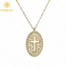 Fine4u n760 mulher cristã jóias cruz medalha pingente colar de ouro cor fé cruz religiosa colar 2024 - compre barato