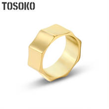 TOSOKO Stainless Steel Jewelry Special Shaped Surface Hand Drawn Ring Geometric  Simple And Creative Ring For Women BSA118 2024 - buy cheap