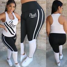 Chándal estampado rosa a rayas para mujer, Top sin mangas y Leggings, conjunto deportivo a juego, 3XL 2024 - compra barato