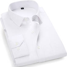 Aoliwen brand 2021 Lapel White Mens Dress Shirts Single Pocket Slim Fit Wedding Shirt Men Solid Color Casual Button Down Shirt 2024 - buy cheap
