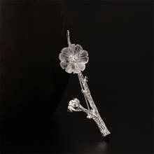 YPAY-Broche de plata de ley 100% auténtica para mujer, Broche con diseño de flor de ciruelo de cristal bajo la lluvia, joyería YMBR006 2024 - compra barato
