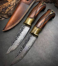 Cuchillo de acero de Damasco VG10, cuchillo de utilidad táctica de hierro para desierto, caza y Camping, recto, herramientas EDC 2024 - compra barato