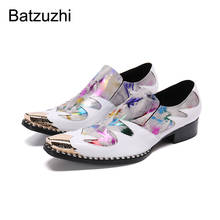 Batzuzhi новые модные мужские туфли с острым металлическим носком из натуральной кожи мужские классические туфли без шнуровки для вечерние НКИ и свадьбы Sepatu Pria 2024 - купить недорого