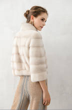 Abrigo de piel de visón para mujer, chaqueta de lujo 100% de piel auténtica Natural, abrigo corto de cuello alto para invierno, B1602WYQ785 2024 - compra barato