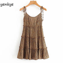 Sexy Sling Vintage Leopard Dress Women Sleeveless O Neck A-line Summer Dress Holiday Casual  Beach Dress Short vestidos  DJF2012 2024 - buy cheap