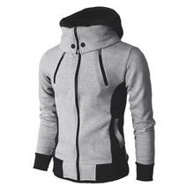 Men's Zipper Hooded Autumn and Winter Sweatshirt Men's Fashion Spring Casual Patchwork Fleece Warm Hoodie Sweatshirt Men's 2024 - buy cheap