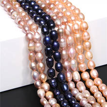 Cuentas de perlas ovaladas, pepitas de patata, perlas naturales barrocas de 7mm-8mm, perlas de arroz para fabricación de joyas, pulsera DIY, collar de hilo de 14'' 2024 - compra barato