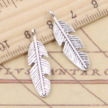 10pcs Charms Feather 28x8mm Tibetan Silver Color Pendants Antique Jewelry Making DIY Handmade Craft 2024 - buy cheap