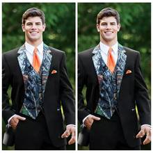 2020 Camouflage Custom Button Camo Men Wedding Tuxedos Groomsmen Suits Notched Lapel Groom Wear Prom Suits ( Jacket+Pant+Vest) 2024 - buy cheap