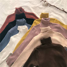 Suéter gola alta feminino casual, pulôver elástico macio de malha para outono e inverno 2024 - compre barato