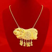 Vintage Pig Baby & Pig Mother Pendant Necklace Yellow Gold Filled Women Luxury Wedding Party Jewelry 2024 - buy cheap
