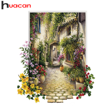 Huacan pintura de diamante 5d, novidades, paisagem da rua, decoração para casa, mosaico bordado, cidade, cenário, arte de diamante 2024 - compre barato