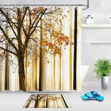 Autumn Forest Scenery Shower Curtain Tree Leaves Abstract Woodland Waterproof Fabric Bath Curtain Bathroom Decor with Hooks 2024 - buy cheap