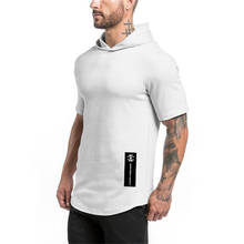 New Brand Casual Summer Gyms Clothing Bodybuilding Fitness Mens Fashion Sports Hip Hop Cotton Muscle Hooded Short Sleeve T-shirt 2024 - buy cheap