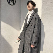 Fashion Men Trench Coat Autumn And Winter Loose Korean Style College Style Men's Woolen Long Thickened Mens Overcoat Hot Sale 2024 - buy cheap
